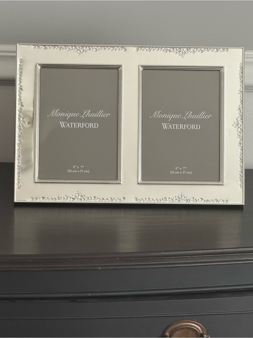Waterford Silver-Tone Double Picture Frame with Floral Accents